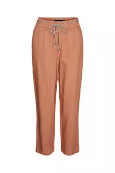 Длинные льняные брюки Vero Moda, коричневый