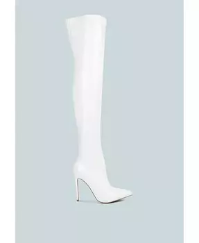 Длинные лакированные ботинки Riggle на высоком каблуке из искусственной кожи London Rag, белый