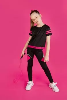 Длинные леггинсы Coccodrillo черный с высокой талией