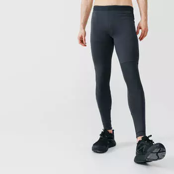 Длинные мужские леггинсы для бега - Теплый+ серый KALENJI, углерод серый