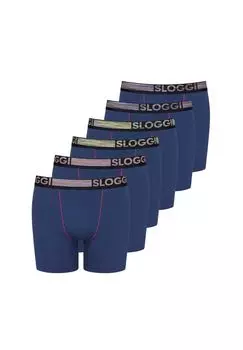 Длинные мужские шорты-боксеры, 6 шт. в упаковке - GO ABC NATURAL H Short, натуральный хлопок sloggi, синий