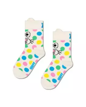 Длинные носки для девочек с белым принтом и разноцветным горошком Happy Socks, белый