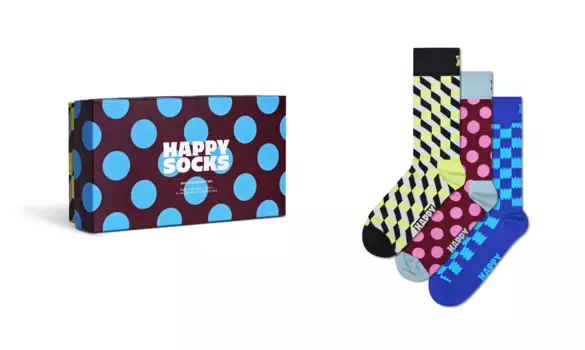 Длинные носки Happy Socks (коробка, 3 шт.), цвет морской волны