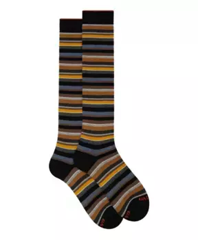 Длинные носки из хлопка и кашемира в полоску Gallo, мультиколор