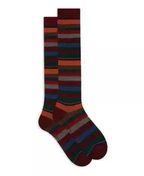 Длинные носки из шерсти в полоску Gallo, мультиколор