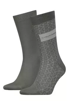 Длинные носки с логотипом, 2 пары Calvin Klein, серый
