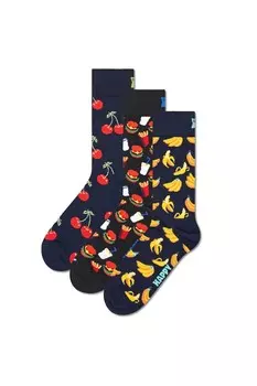Длинные носки с рисунком - 3 пары Happy Socks, желтый