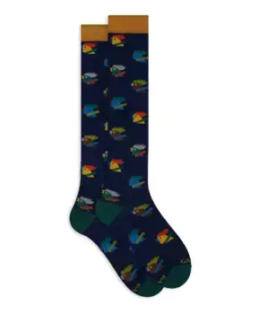 Длинные носки с узором «цыпленок» Gallo, мультиколор