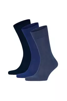 Длинные однотонные носки, 3 пары Falke, синий