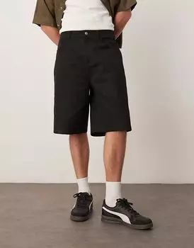 Длинные парусиновые шорты ASOS DESIGN черного цвета
