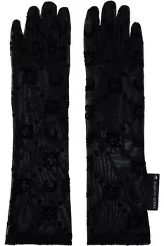Длинные перчатки из переработанного сетчатого флока Marine Serre, черный