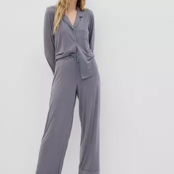 Длинные пижамные штаны с контрастной окантовкой Gap, серый