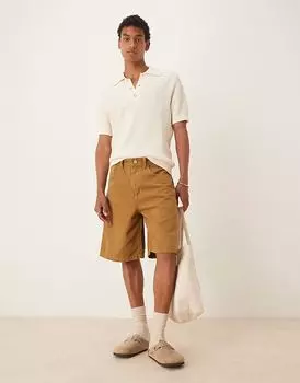 Длинные плотницкие шорты ASOS DESIGN бежевого цвета