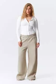 Длинные, плотные спортивные штаны свободного кроя. Weekday, бежевый