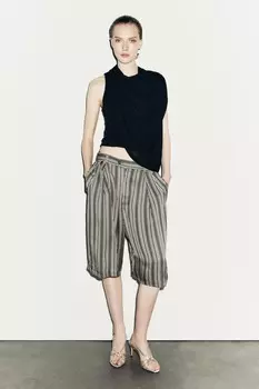 Длинные полосатые шорты-бермуды ZARA, цвет stripes