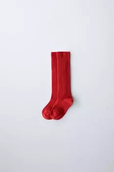 Длинные рубчатые носки ZARA, красный