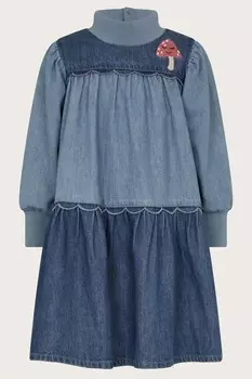 Длинные рукава многослойное джинсовое платье Monsoon, синий