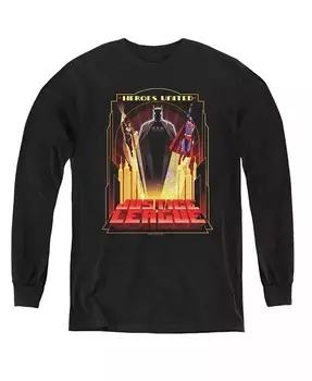Длинные рукава толстовка Boys of America Youth Heroes United Justice League, черный