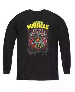 Длинные рукава толстовка Boys of America Youth Mister Miracle Justice League, черный