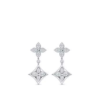 Длинные серьги Color Blossom, белое золото и бриллианты Louis Vuitton, серебряный