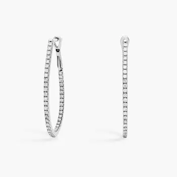 Длинные серьги-кольца с бриллиантами из 14-каратного белого золота (1 карат, два в одном) Blue Nile