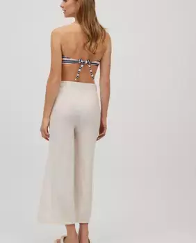 Длинные широкие брюки со сборкой на талии Ysabel Mora, цвет Crudo