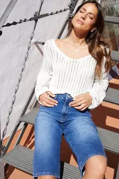 Длинные широкие джинсовые шорты из 100% хлопка Threadbare, синий