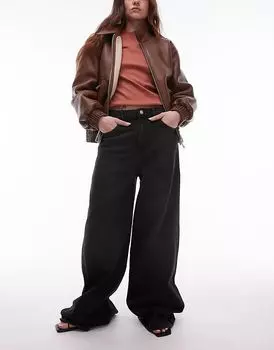 Длинные широкие джинсы черного цвета Mango