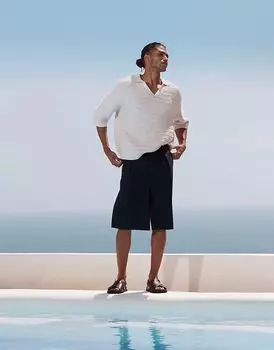 Длинные шорты ASOS DESIGN из черного льна