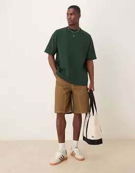 Длинные шорты ASOS DESIGN коричневого цвета с плотницким узором