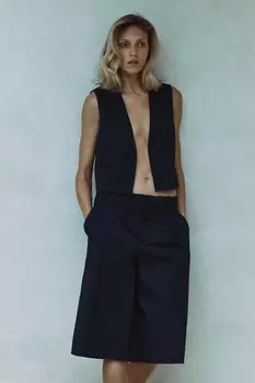 Длинные шорты-бермуды ZARA, темно-синий