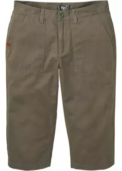 Длинные шорты с накладными карманами стандартного кроя Bpc Bonprix Collection, зеленый