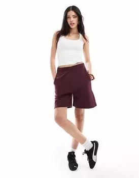 Длинные спортивные шорты Bershka бордового цвета