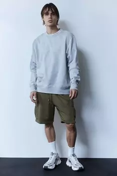 Длинные спортивные шорты карго H&M, зеленый