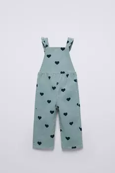 Длинные вельветовые брюки с деталями в виде сердца ZARA, средний-синий