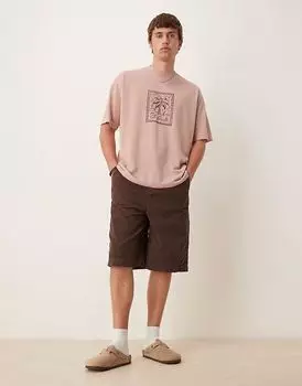 Длинные вельветовые шорты ASOS DESIGN коричневого цвета