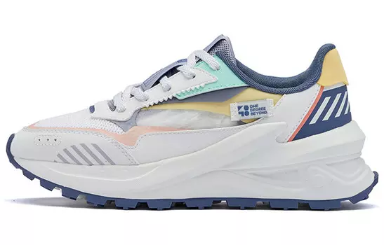 Длинные ветровые кроссовки для жизни женские с низким верхом трикотажные белый/масляные/темно-синий 361°