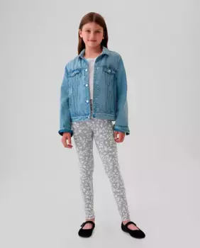 Длинные вязаные леггинсы с принтом для девочки Gap, серый