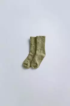 Длинные вязаные носки ZARA, оливково-зеленый