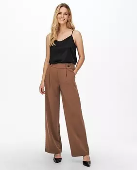 Длинные женские брюки широкого кроя Jdy, коричневый