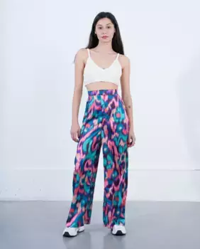 Длинные женские брюки со складками и принтом Lili Sidonio, мультиколор