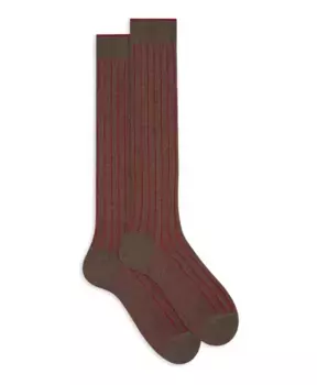 Длинные женские хлопчатобумажные носки с широким рисунком в рубчик. Gallo, мультиколор