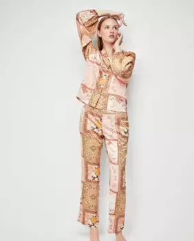 Длинные женские пижамные брюки из атласной ткани Gisela, мультиколор