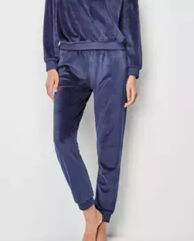 Длинные женские пижамные брюки из бархатной ткани Gisela, синий