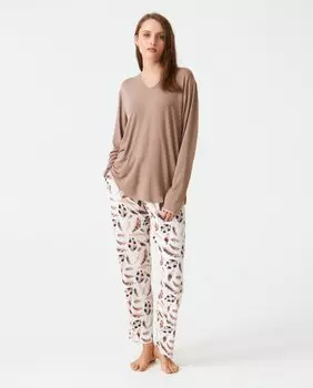 Длинные женские пижамы в комбинированном модале J&J Brothers, мультиколор