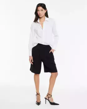 Длинные женские шорты строгого покроя со складками спереди System Action, черный