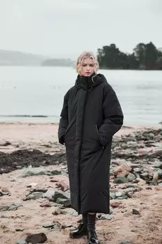 Длинный анорак для защиты от воды и ветра ZARA, черный