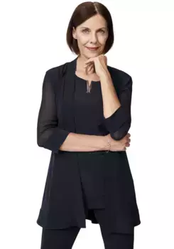 Длинный блейзер HERMANN LANGE Collection "Лилиана" из трикотажа и шифона, цвет морской волны