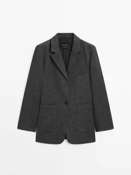 Длинный блейзер Massimo Dutti, черный