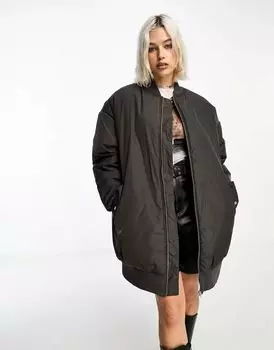 Длинный бомбер COLLUSION шоколадно-коричневого цвета